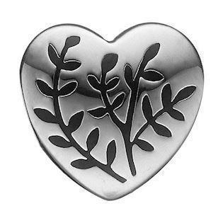 Christina Collect 925 Sterling Silver Fern Heart Shiny heart with black fine branches, model 623-S114